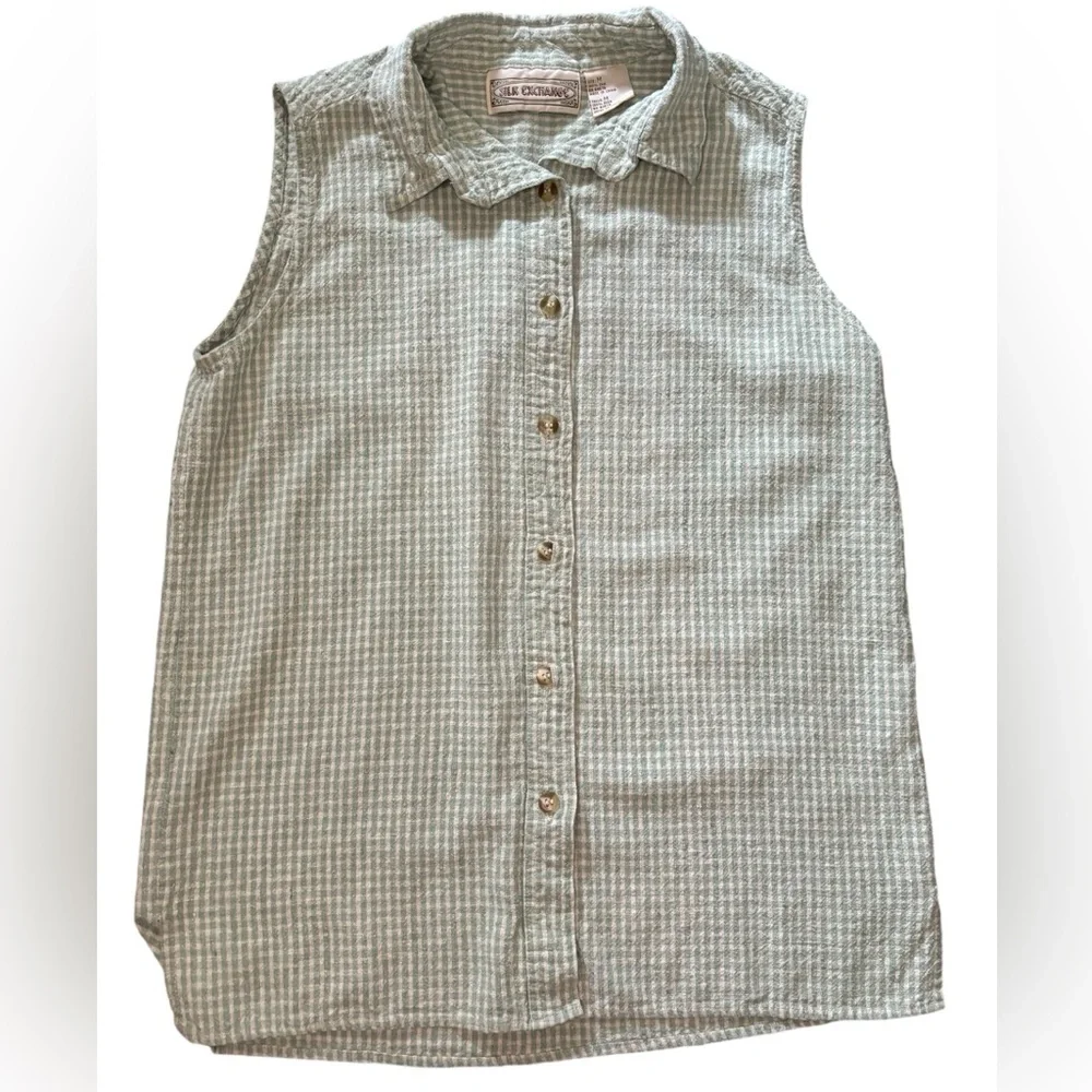 Silk Exchange Green Plaid Flannel Tank Top - Picture 1 of 5
